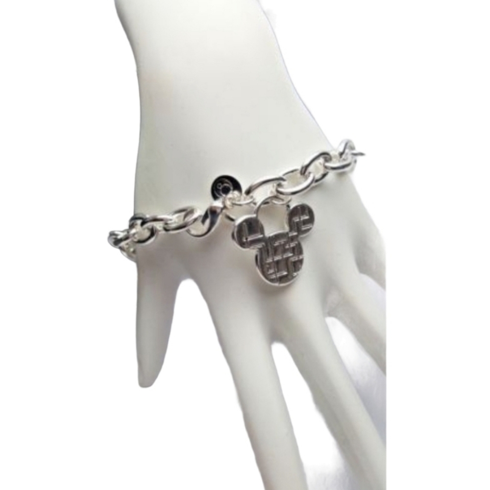 Mickey Mouse Charm Bracelet 7" Silver 925 plated *